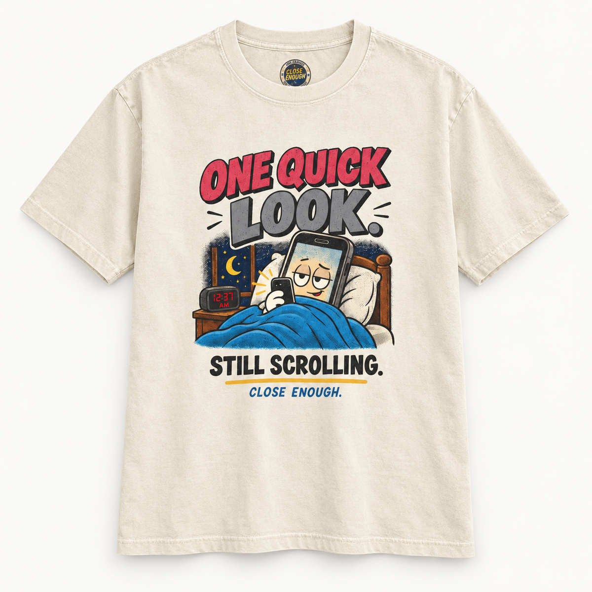 ONE QUICK LOOK graphic tee in Faded Cream by CLOSE ENOUGH