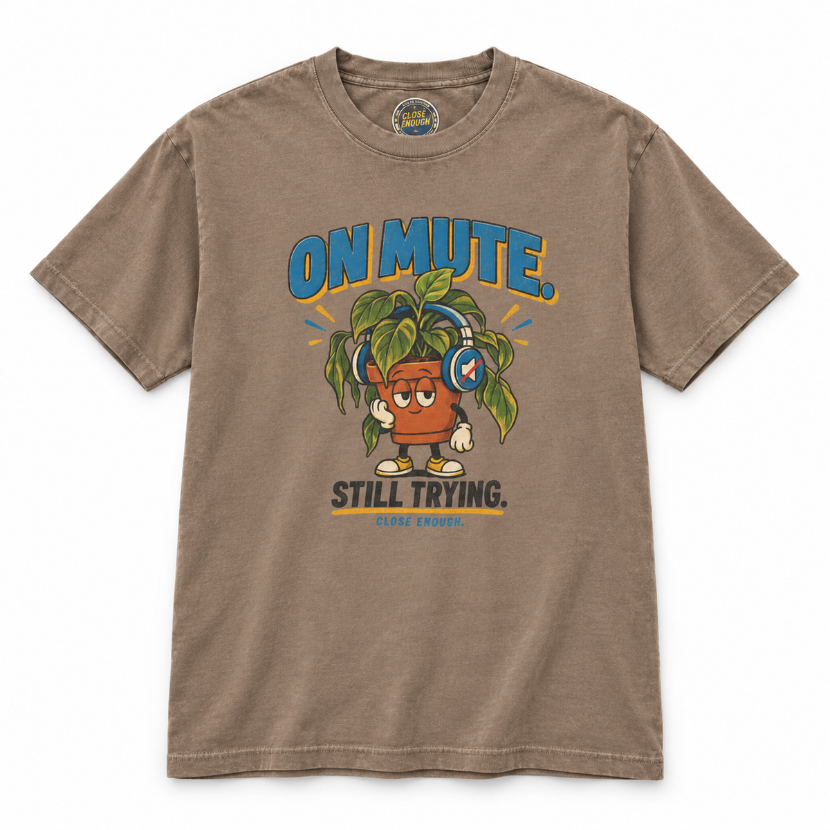 ON MUTE graphic tee in Faded Brown by CLOSE ENOUGH