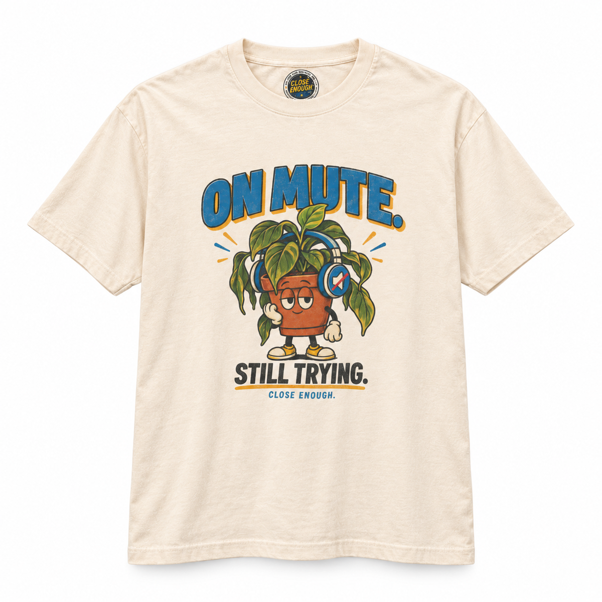 ON MUTE graphic tee in Faded Cream by CLOSE ENOUGH