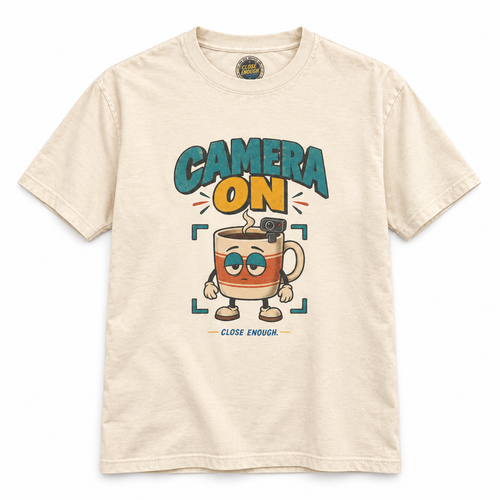 CAMERA ON graphic tee in Faded Cream by CLOSE ENOUGH