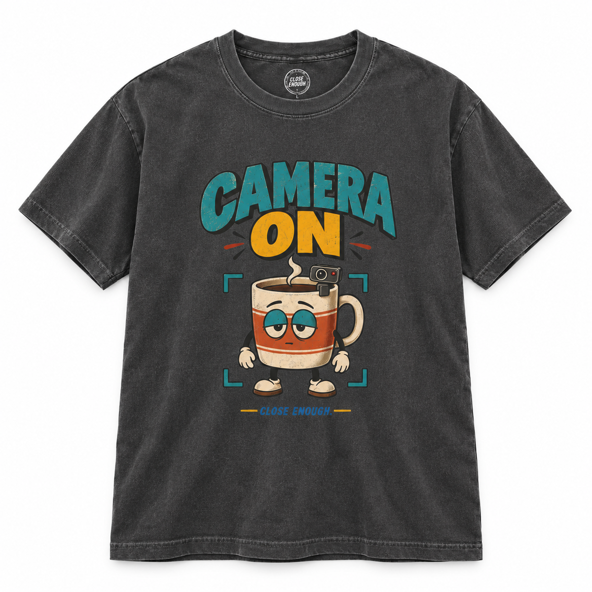 CAMERA ON graphic tee in Faded Black by CLOSE ENOUGH