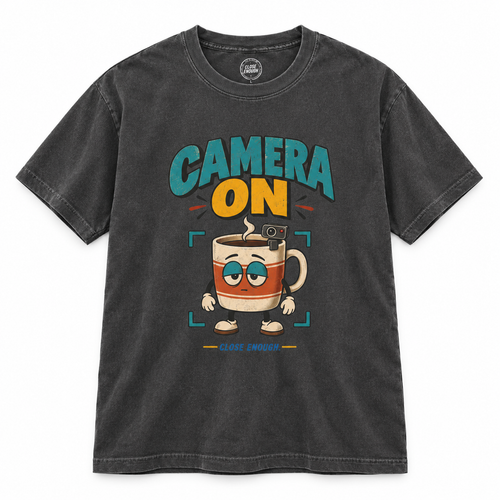 CAMERA ON graphic tee in Faded Black by CLOSE ENOUGH