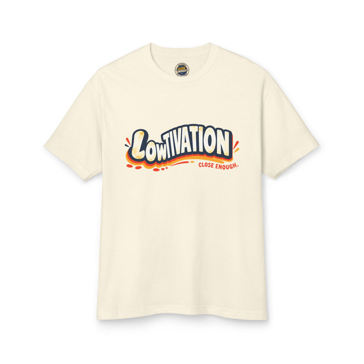 LOWTIVATION graphic tee in Faded Cream by CLOSE ENOUGH