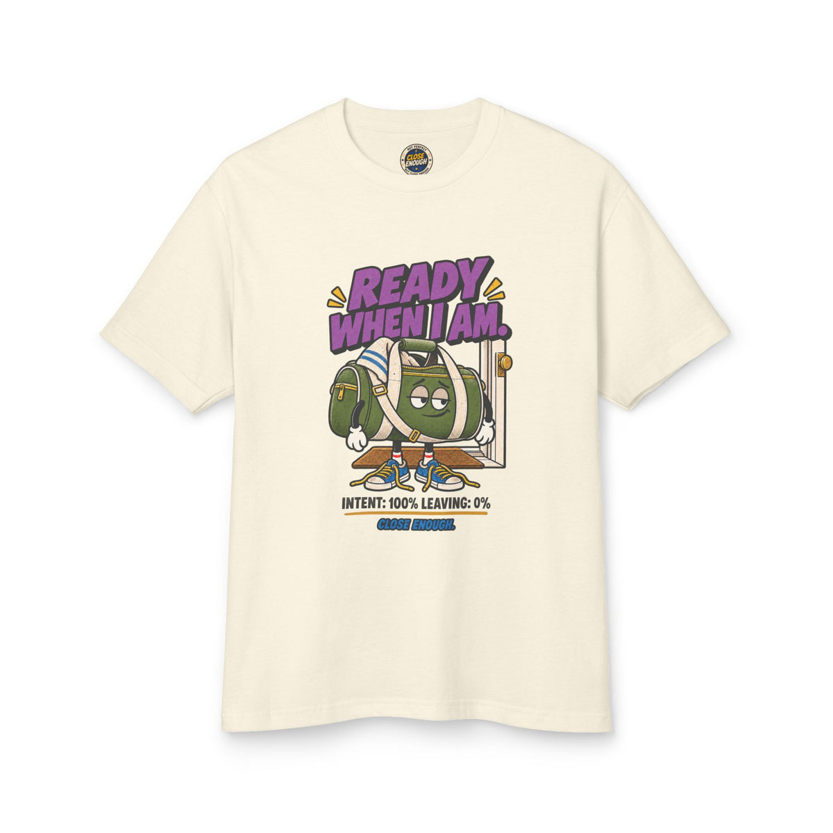 READY WHEN I AM graphic tee in Faded Cream by CLOSE ENOUGH