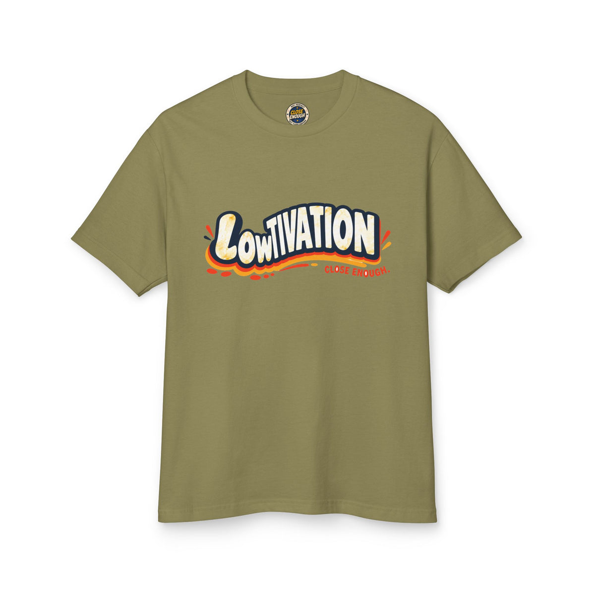 LOWTIVATION graphic tee in Faded Army by CLOSE ENOUGH